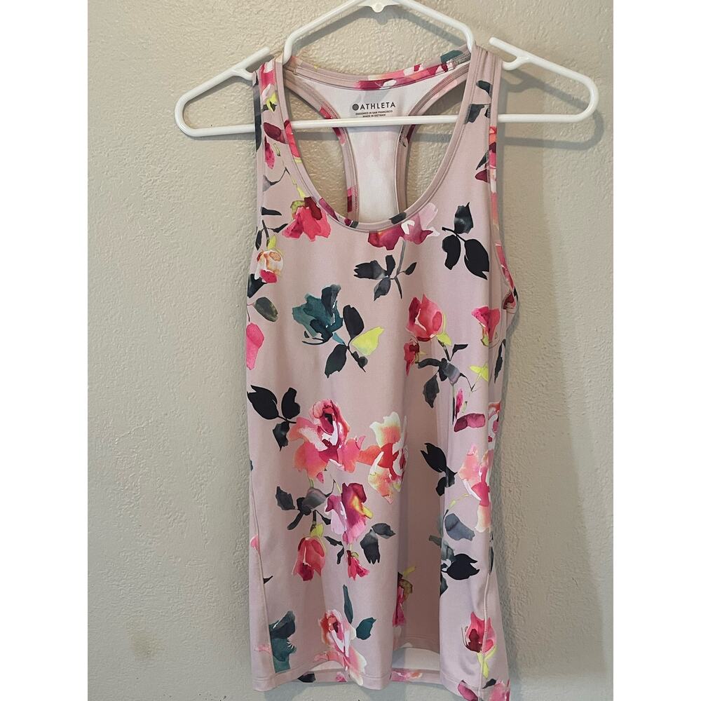 Women’s Athleta pink with floral design work out tank top size extra small - Picture 5 of 7